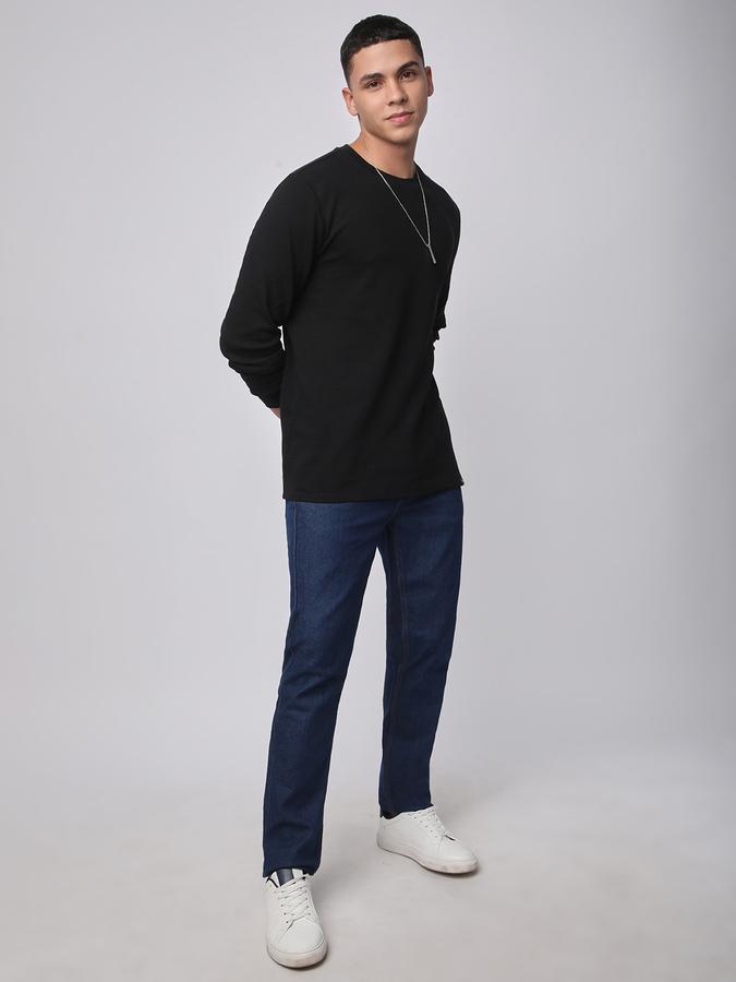 Men Cotton Relaxed Fit Crew Neck Solid Sweatshirt