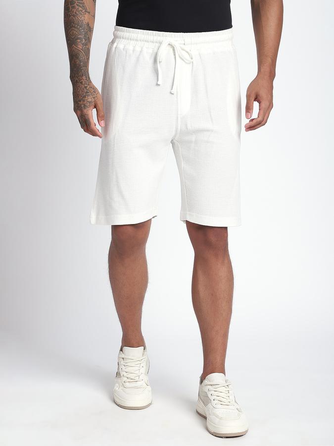 Men Cotton Relaxed Fit Drawstring Textured Shorts