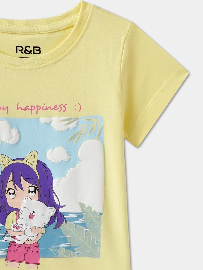 Girls Graphic Print Pure Cotton Regular T Shirt image number 2