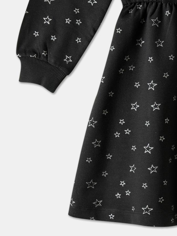 Girls Cotton A-Line Round Neck Printed Dress