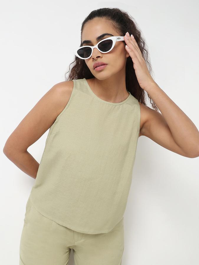 Women Viscose Blend Relaxed Fit Round Neck Solid Top