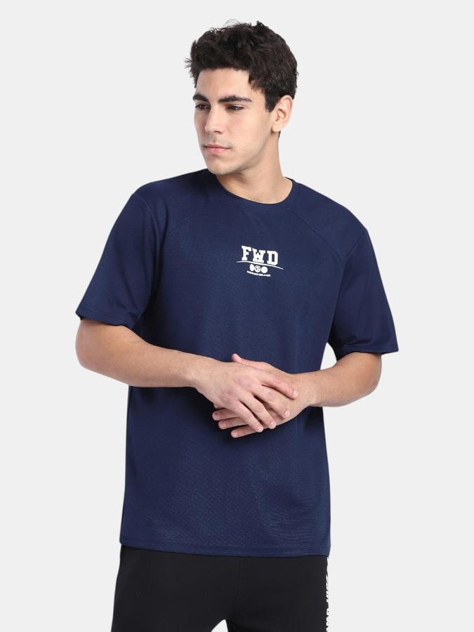 R&B Blue Printed Men Short Sleeve T-shirt