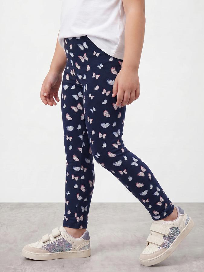 R&B Girl Blue Printed Cotton Blend Leggings
