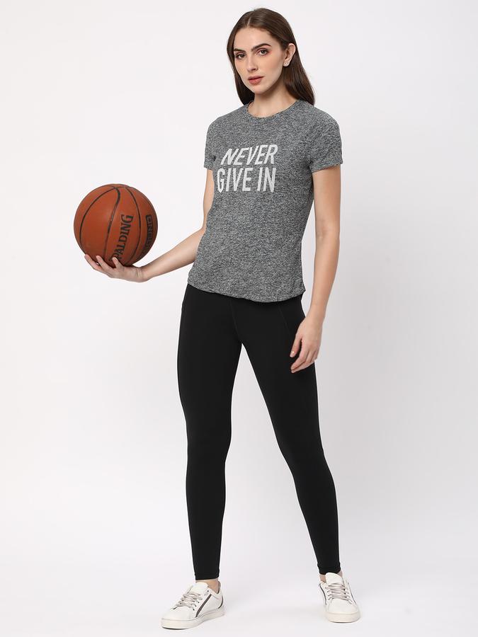 Women Polyester Regular Fit Crew Neck Graphic T-shirt