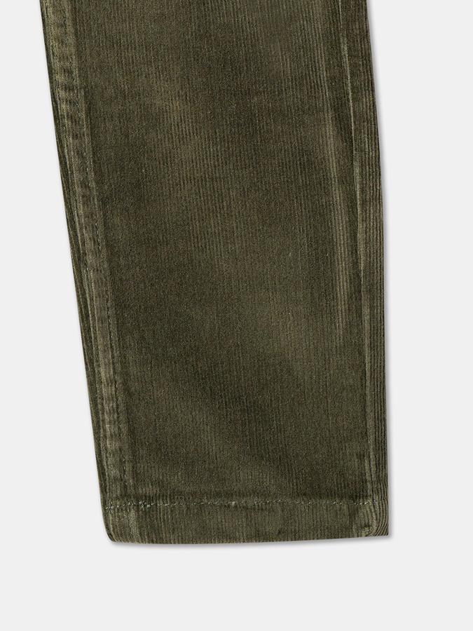 Girls Corduroy Slim Fit Button Waist Pockets Trousers