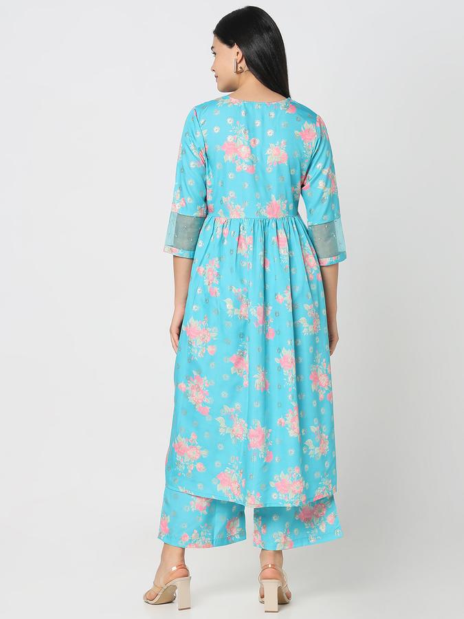 R&B Women's Turquoise Printed Kurta