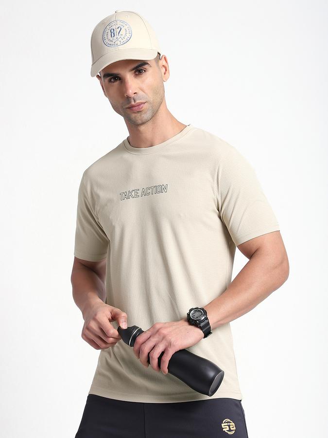 R&B Men's Beige Printed T-Shirt
