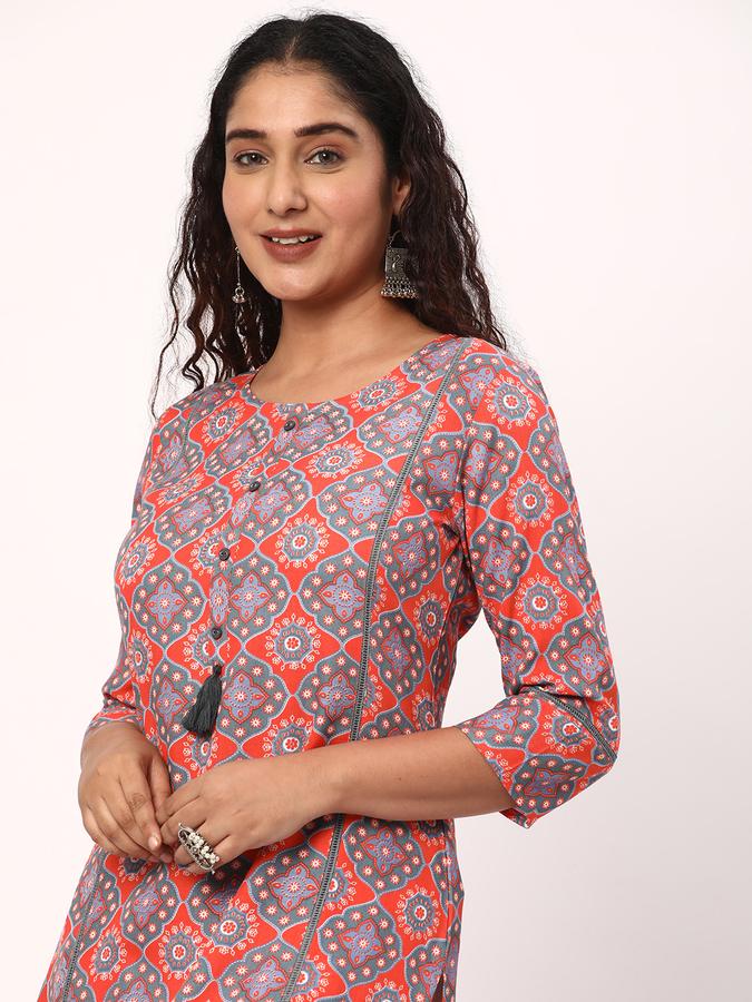 R&B Women's Printed Regular Straight Kurta 3-Q Sleeves image number 0