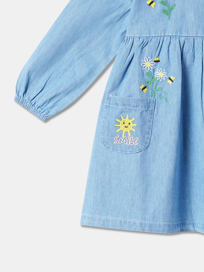 Girls Embroidered Fit & Flare Dress image number 3