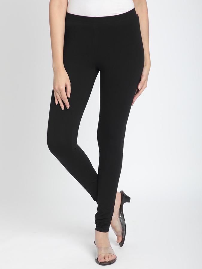 Women Cotton Elasticated Waist Full Length Solid Leggings