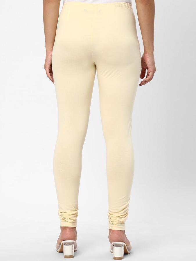 R&B Women Ivory Solid Leggings