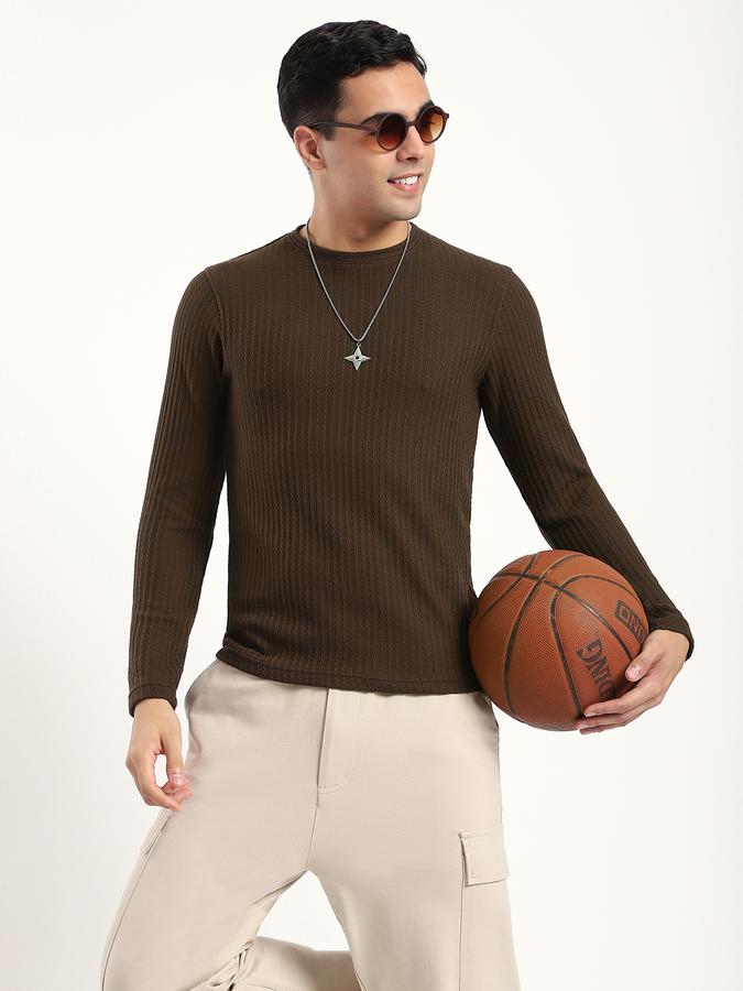 Men Cotton Blend Regular Fit Crew Neck Solid Sweater