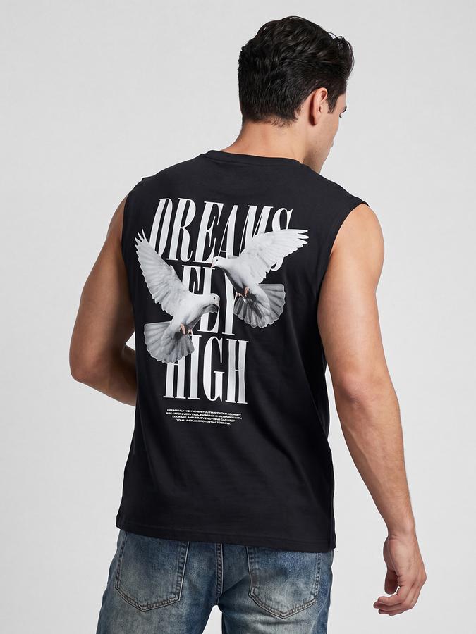 R&B Charcoal Typography Men Round Neck Regular Fit Short Sleeves T-Shirt 