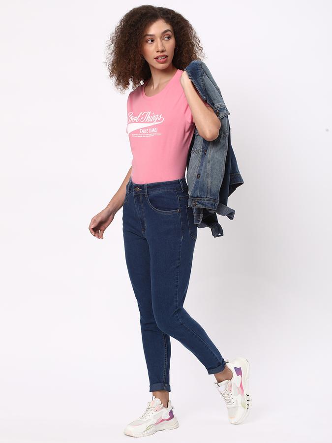 Women Cotton Regular Fit Round Neck Graphic T-shirt