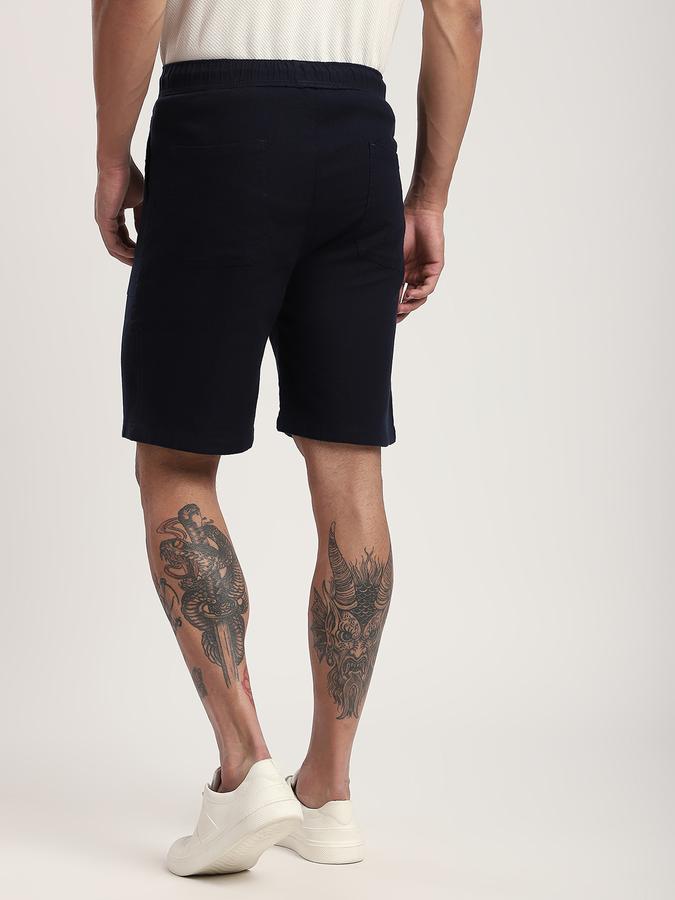 Men Cotton Blend Regular Fit Drawstring Waist Solid Shorts