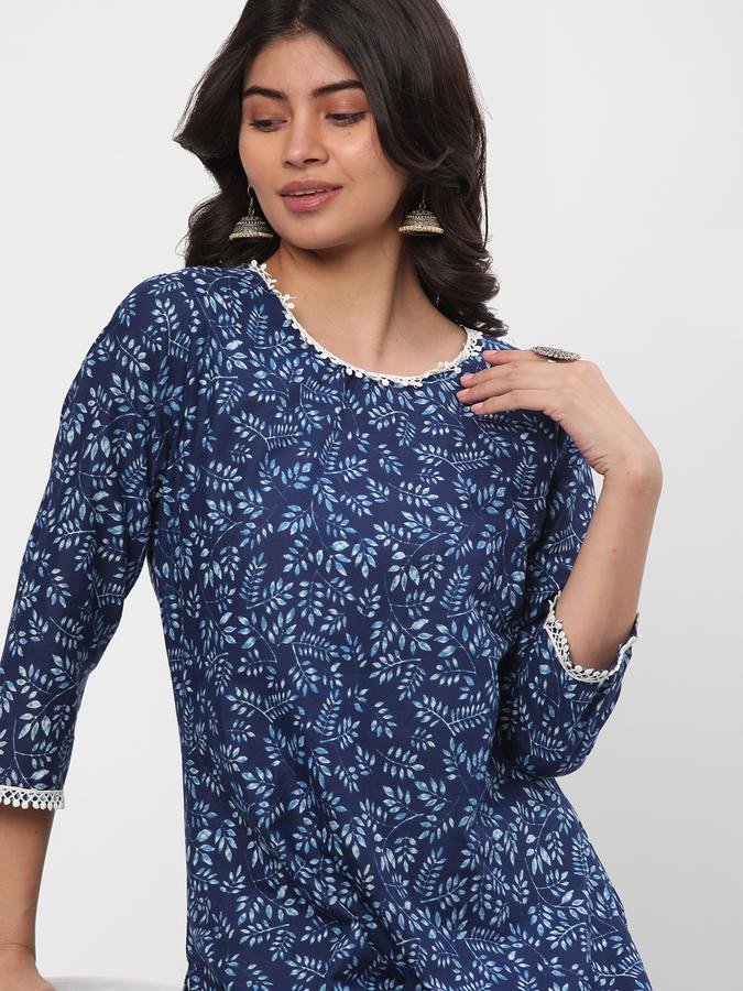 Women Leaf Print Straight Kurta image number 0