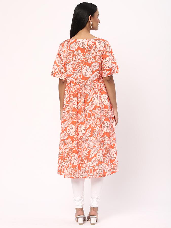 Women Cotton Regular Fit Square Neck Printed Kurta