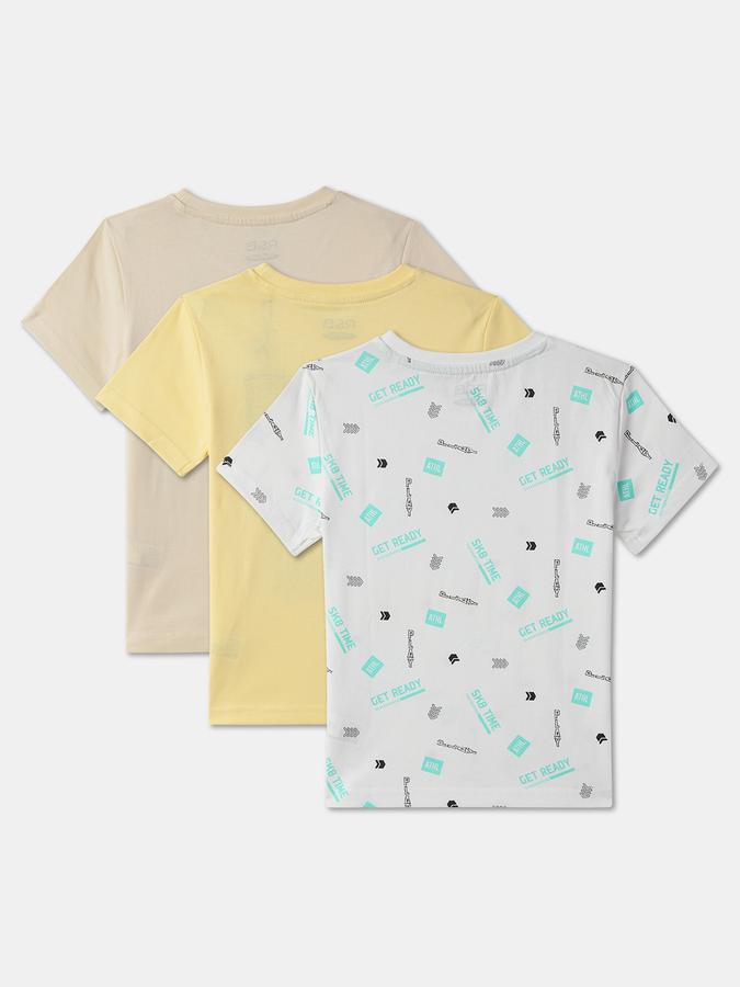 Boys Pack of 3 Regular Fit Typographic Print Round-Neck T-Shirts image number 1