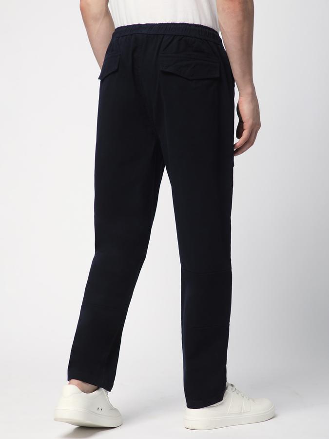 Men Cotton Regular Fit Flat Front Cargo Trousers