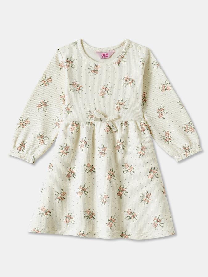 Girls Cotton Regular Fit Round Neck Printed Dress
