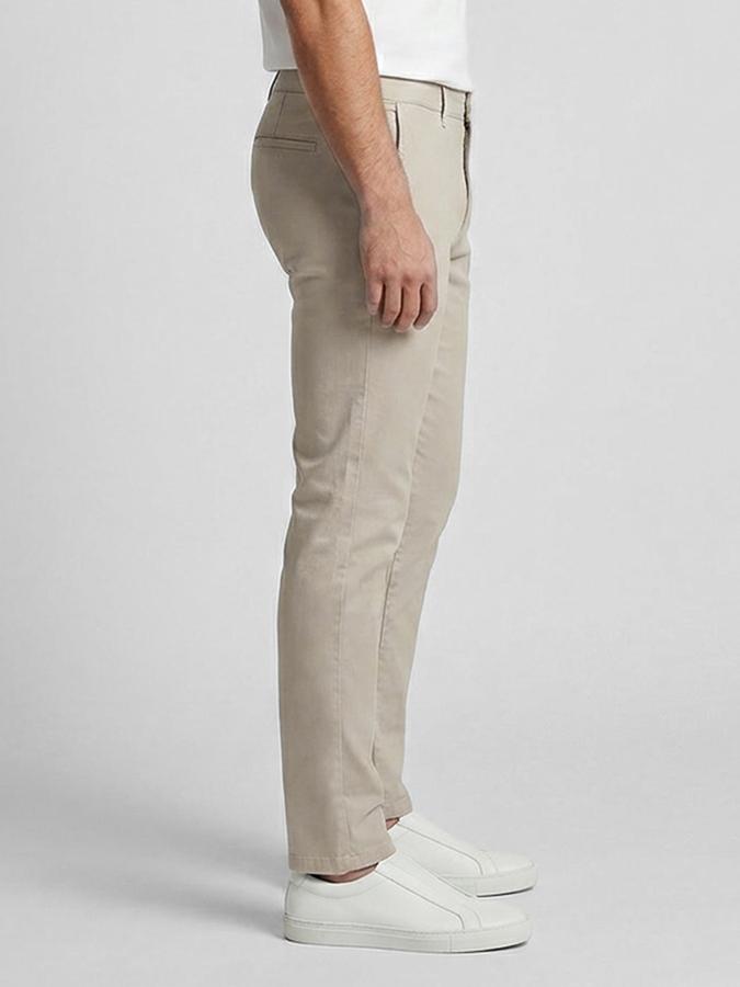 R&B Beige Solid Men Mid-Rise Slim Fit Trouser