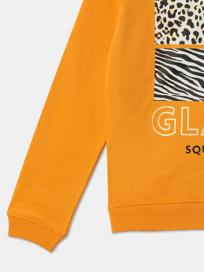 Girls Cotton Regular Fit Crew Neck Graphic Sweatshirt