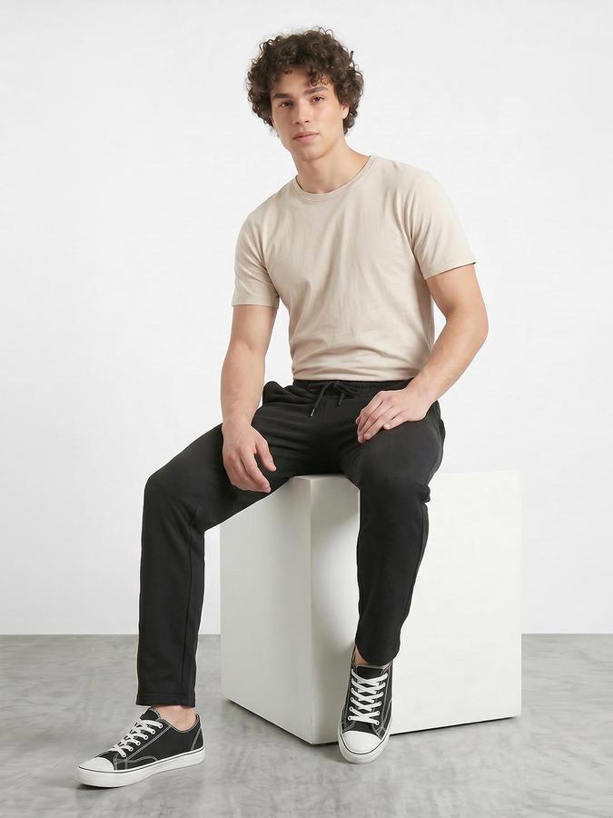 R&B Men's Black Regular Fit Trousers