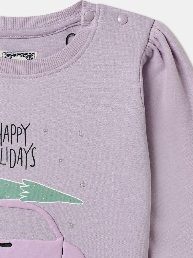 Girls Graphic Regular Fit Long Sleeve Crew Neck Appliqu&eacute; SweaT-Shirt