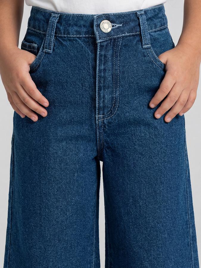 R&B Navy Blue Solid Girls Mid-Rise Regular Fit Jeans
