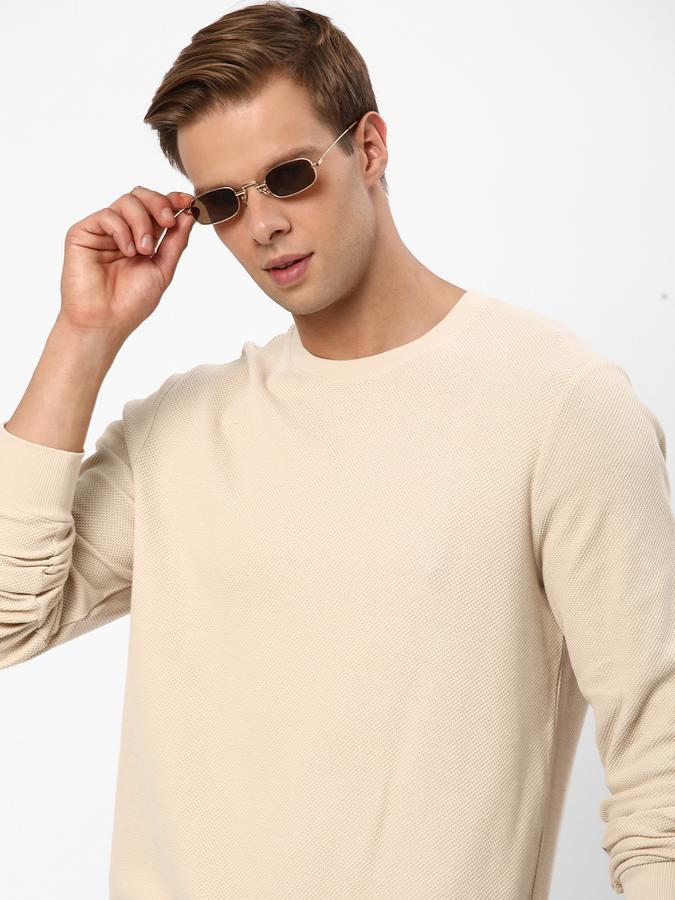 Men Cotton Regular Fit Crew Neck Solid Sweatshirt