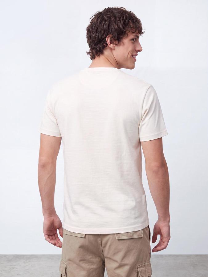 R&B Men Ivory Short Sleeve Round Neck Typography Graphic Print T-Shirt