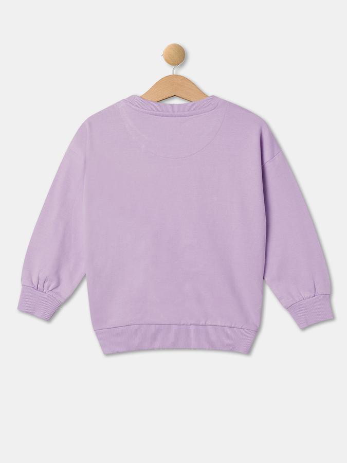 Girls Cotton Blend Regular Fit Crew Neck Graphic Sweatshirt