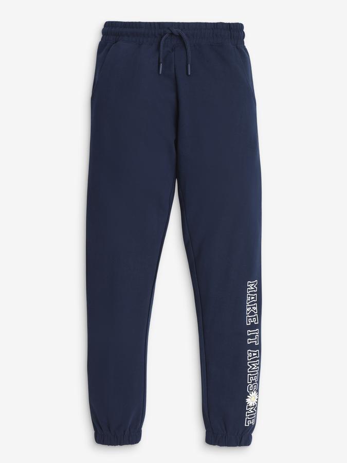 Girls Typographic Print Slim Fit Track Pants