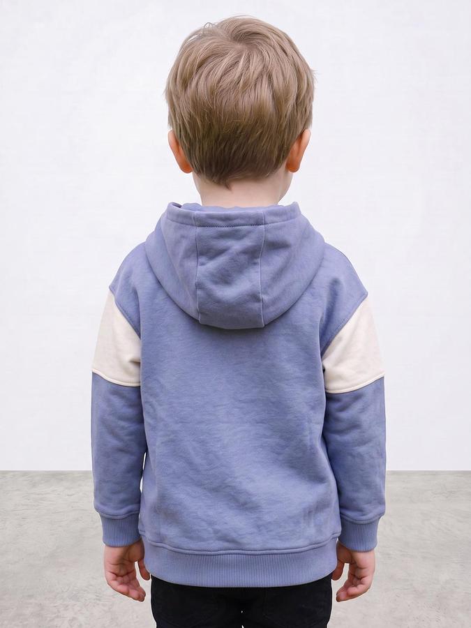R&B Boys Sky Blue Typography Print Hooded Long Sleeves Sweatshirt