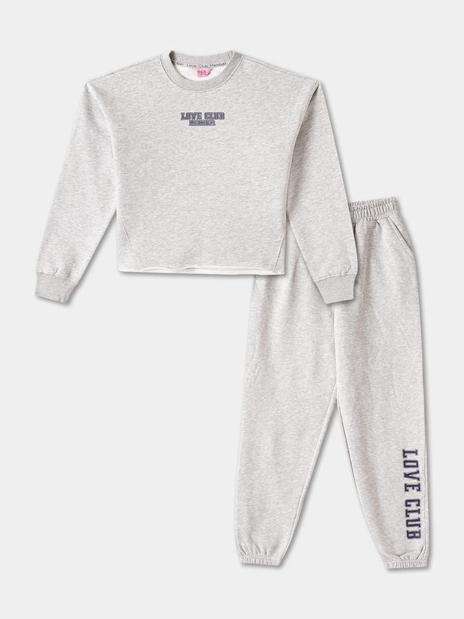 Girls Cotton Blend Graphic Sweatshirt And Jogger Set