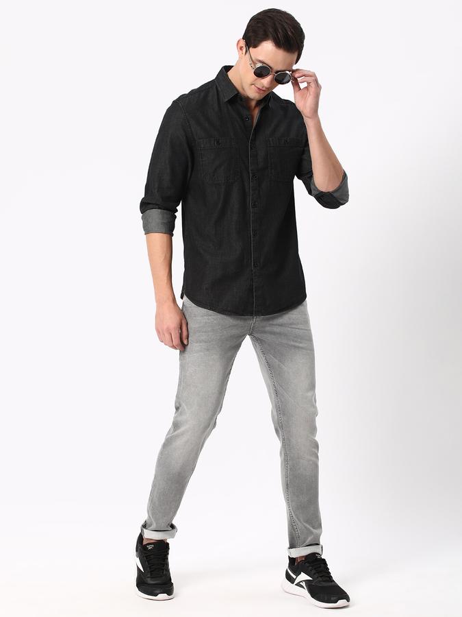 R&B Men's Denim Regular Fit Shirt data-index=