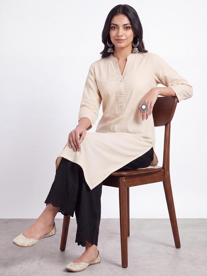 R&B Women Black Pure Cotton Schiffli detail Ethnic Pant
