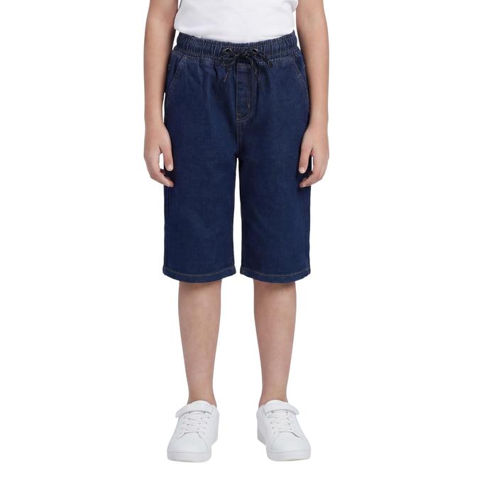 R&B Blue Regular Fit Solid Mid Rise Boys Shorts