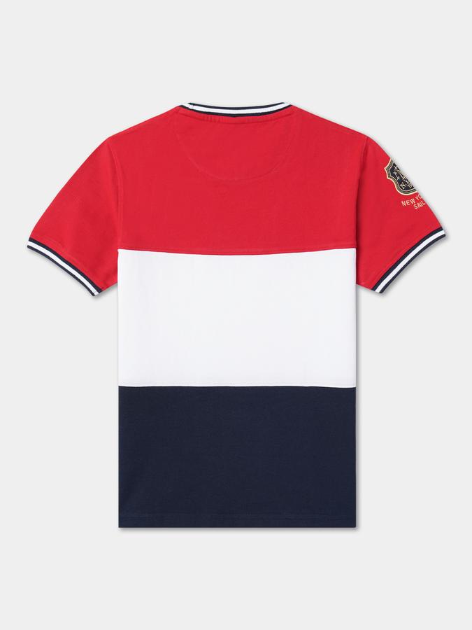 Boys Colourblock Round-Neck Relaxed Fit T-Shirt image number 1