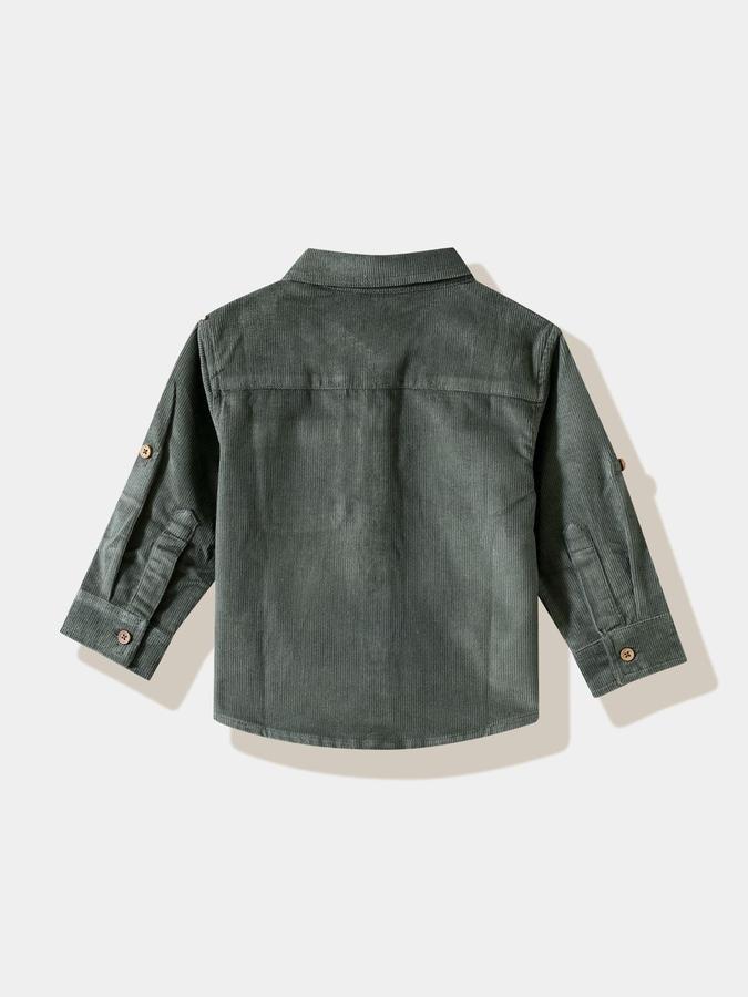 R&B Boys Olive Textured Full Sleeves Shirt 