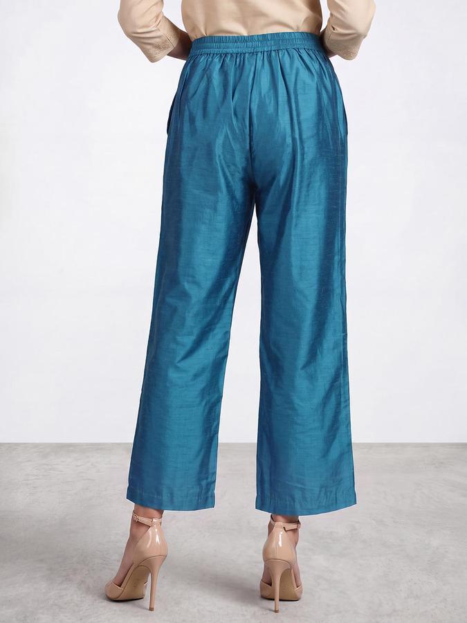 R&B Women Blue Mid Rise Straight Fit Ethnic Trousers
