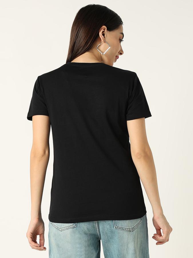 R&B Women Black Floral Graphic T-Shirt