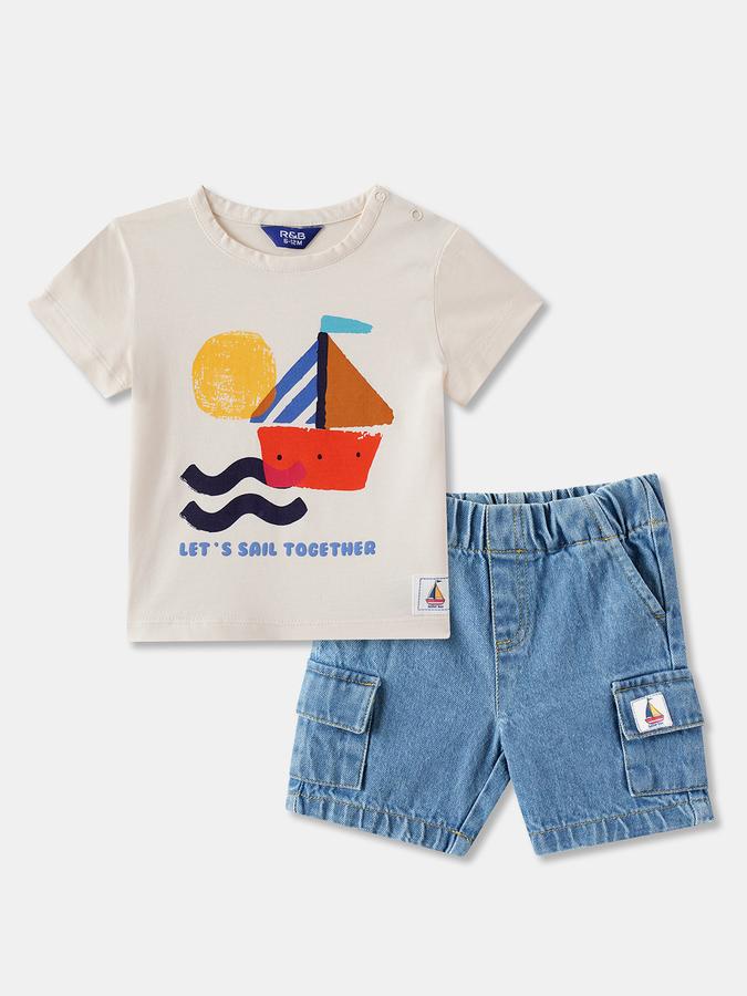 Boys Graphic Print T-shirt with Shorts Fashion Set