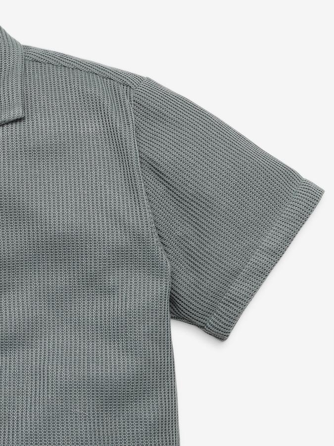 Boys Textured Regular Fit Short Sleeve Camp Collar Shirt