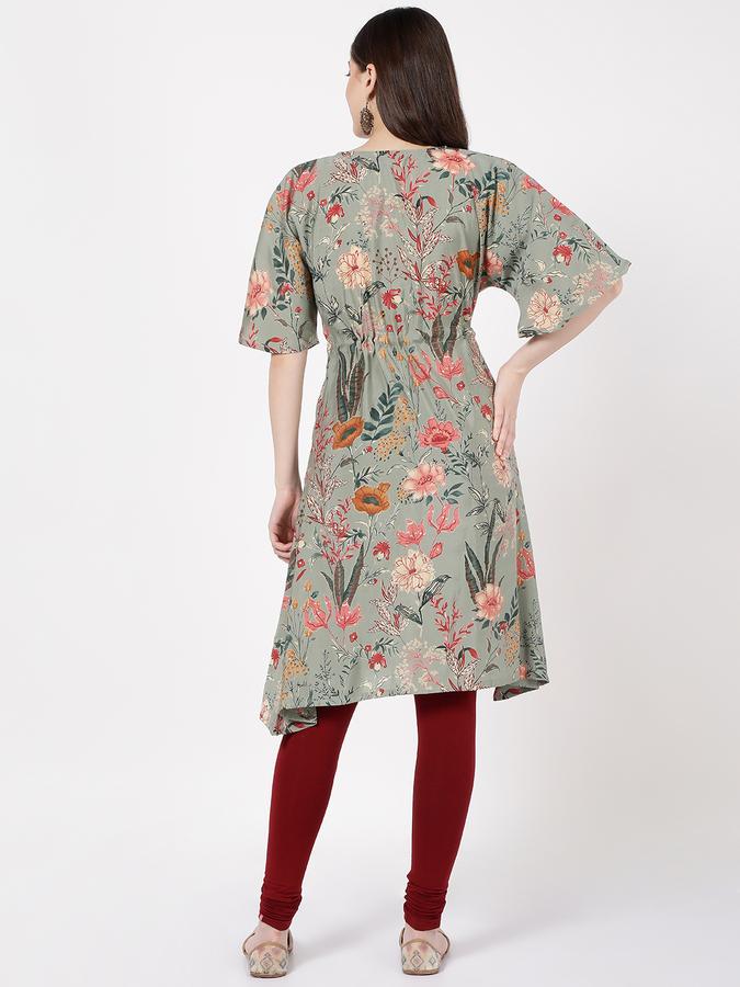 Women Floral Print Flared Kurta image number 3