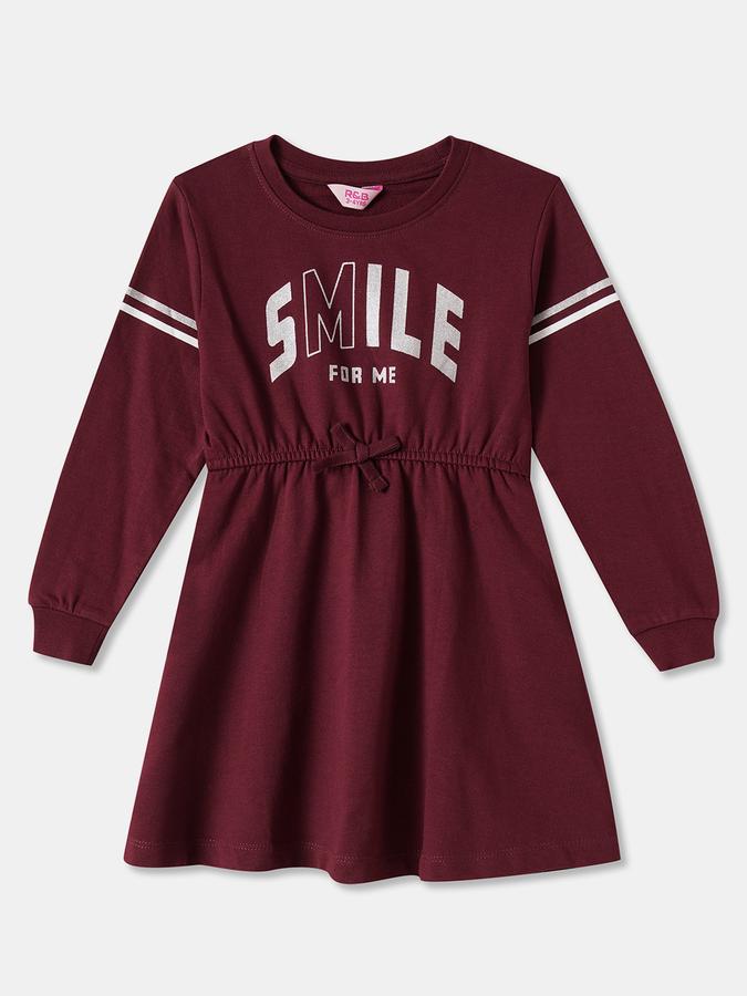 Girls Cotton A-Line Round Neck Printed Dress