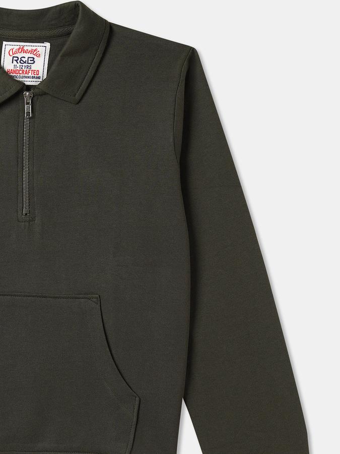 Boys Relaxed Fit Full Sleeve Zip Neck SweaT-Shirt