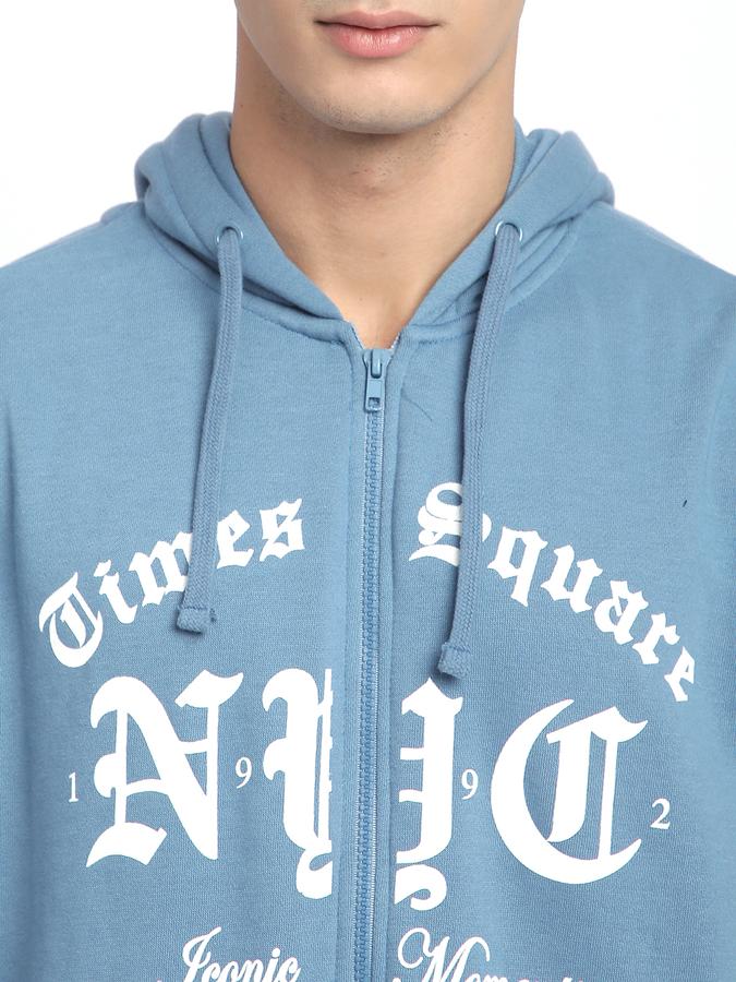 Men Cotton Blend Regular Fit Hooded Graphic Sweatshirt