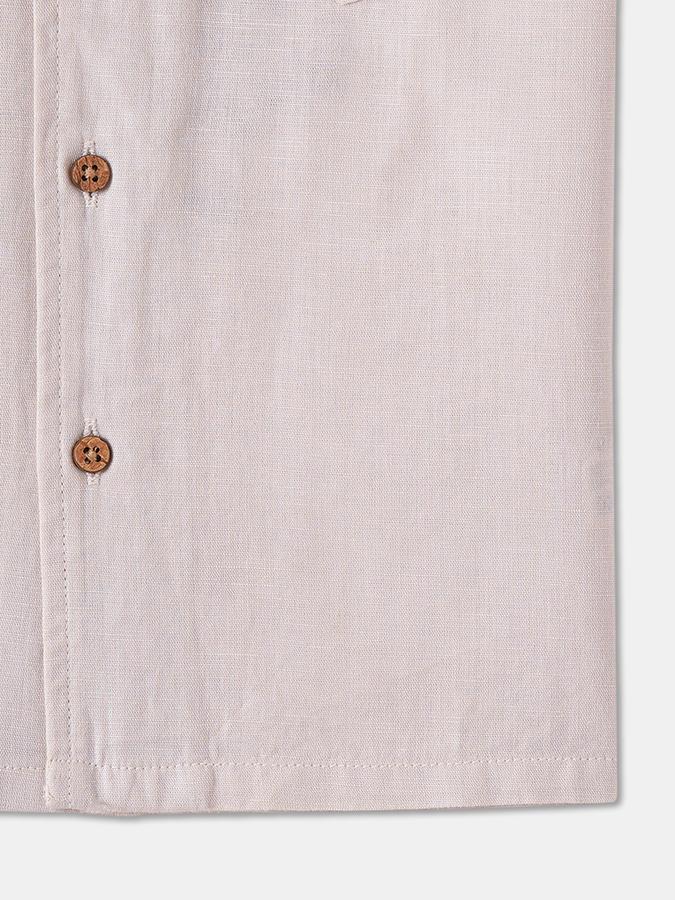 Boys Linen Relaxed Fit Short Sleeve Camp Collar Shirt