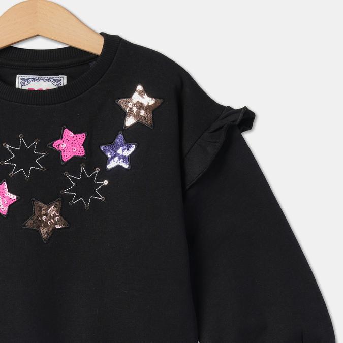 Girls Cotton Regular Fit Crew Neck Graphic Sweatshirt